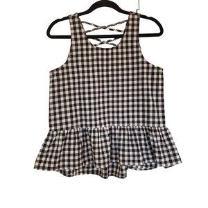 Jack by BB Dakota top size XSmall sleeveless plaid‎ ruffle hem